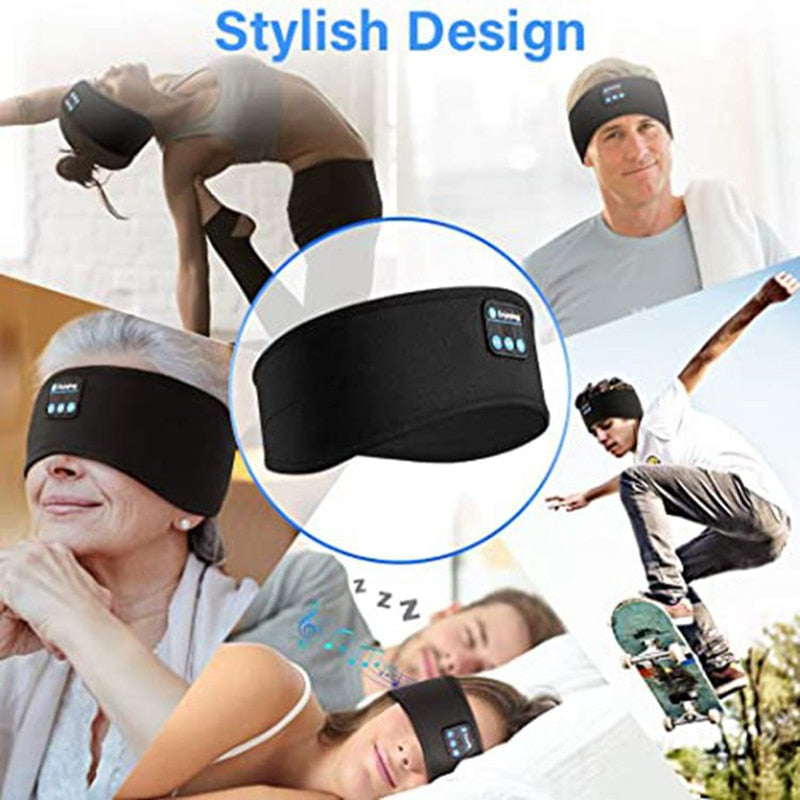 Wireless Bluetooth Sleeping Headphones Headband Thin Soft Elastic Comfortable Music Ear Phones Eye Mask for Side Sleeper Sports