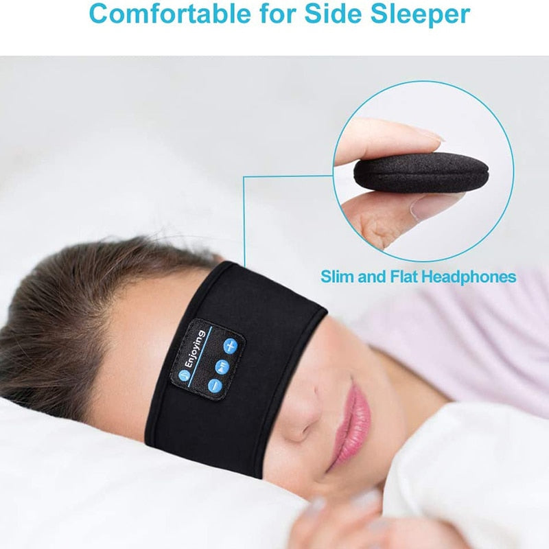 Wireless Bluetooth Sleeping Headphones Headband Thin Soft Elastic Comfortable Music Ear Phones Eye Mask for Side Sleeper Sports