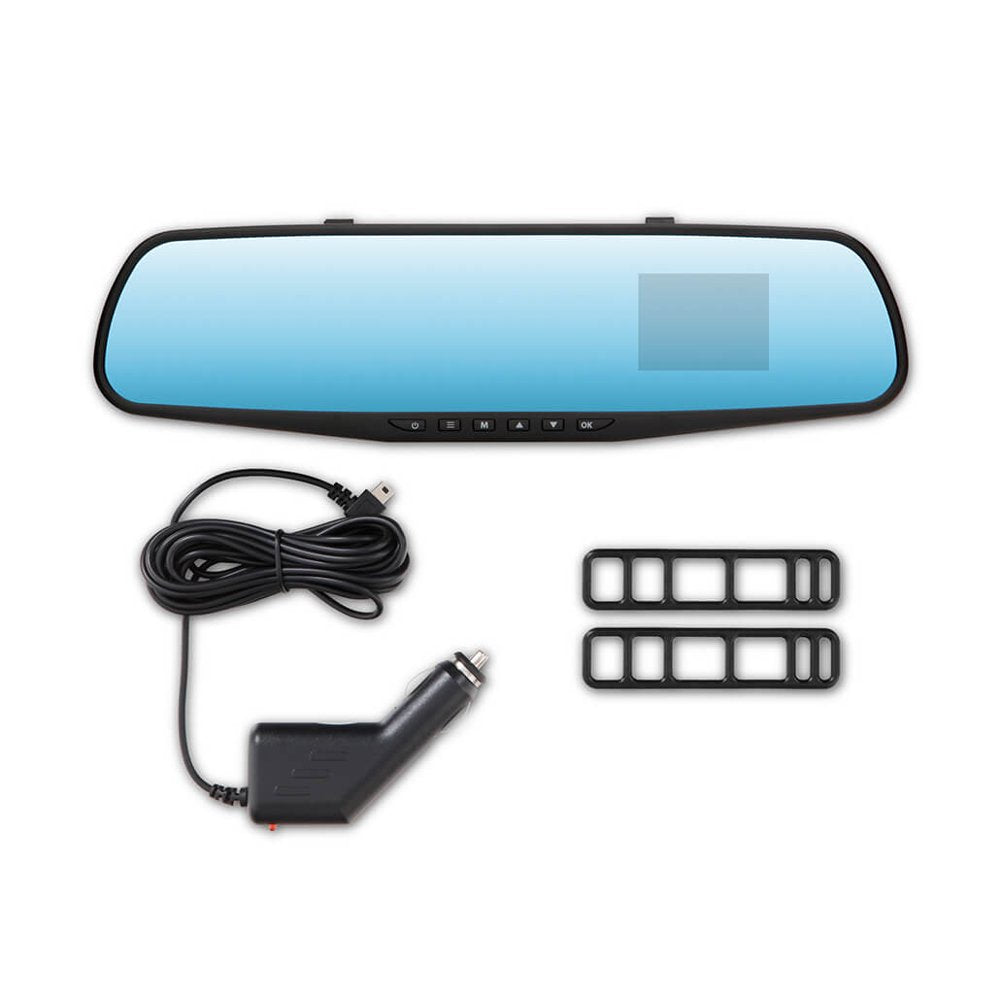 720P Mirror Roadcam, Add-On Rear View Mirror & HD Dash Cam 2-In-1, 2.4" LCD Monitor