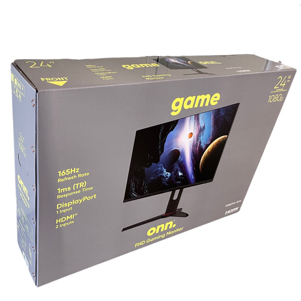 24" FHD (1920 X 1080P) 165Hz 1Ms Adaptive Sync Gaming Monitor with Cables, Black, New